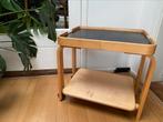Vintage IKEA Brunabo serveerwagen / bijzettafel met dienblad, Ophalen of Verzenden, Gebruikt, Hout, Minder dan 55 cm
