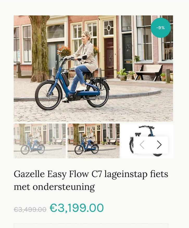Elektrische fiets lage instap - Gazelle Easyflow C7, Fietsen en Brommers, Elektrische fietsen, Zo goed als nieuw, Gazelle, Minder dan 47 cm
