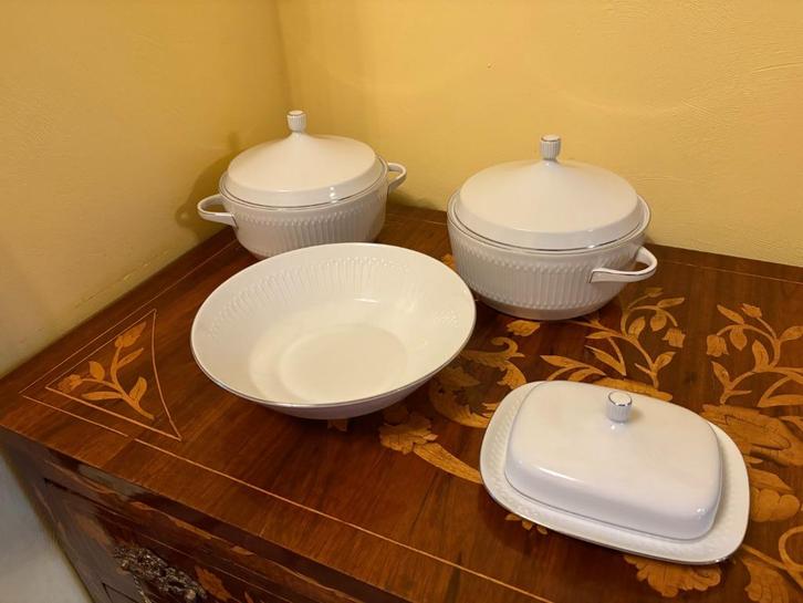 Hutschenreuther Tafelservies 37 Luxor zilverand - Porselein, Huis en Inrichting, Keuken | Servies, Zo goed als nieuw, Overige typen