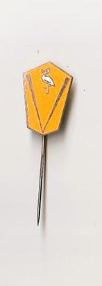 mooie emaille zorg (?) speld met ooievaar, Verzamelen, Speldjes, Pins en Buttons, Ophalen of Verzenden, Gebruikt, Overige onderwerpen