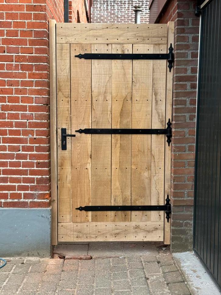 Handgemaakte poorten op maat! Douglas en Eiken, Tuin en Terras, Tuinpoorten, Zo goed als nieuw, Hout, 200 cm of meer, Ophalen