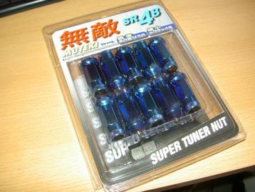Muteki SR48 Burned blue blauw wielmoeren set M12 x 1.5 beschikbaar voor biedingen
