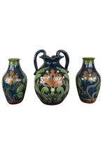 1930s Trio XL Vlaamse Aardewerk Vazen, Ophalen, Gebruikt, 50 tot 75 cm, Blauw