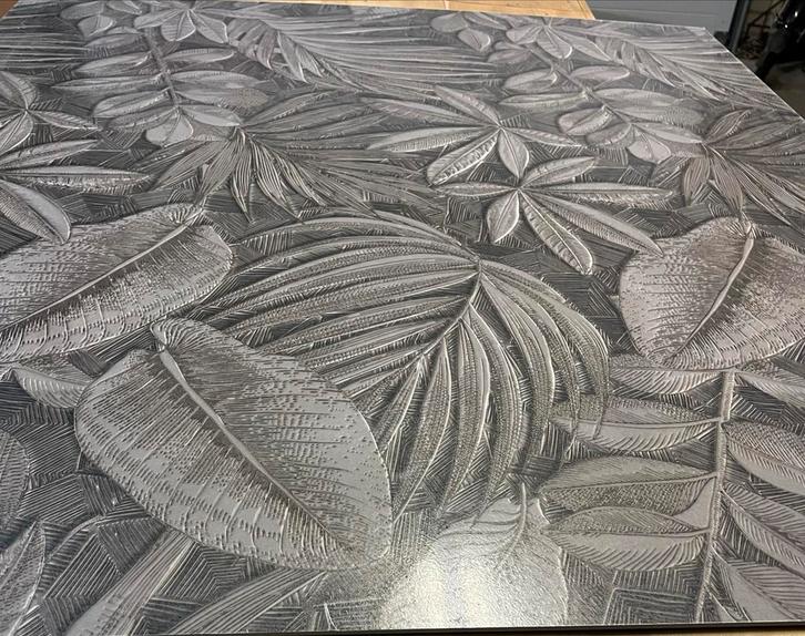 Benacci Wandplaat Grijs Bladeren, Huis en Inrichting, Stoffering | Behang, Grijs, minder dan 10 m², Ophalen