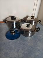 3 kookpannen doorsnede 22 cm hoogte 13 cm 11 CM en 10 cm met, Ophalen of Verzenden, Zo goed als nieuw, Overige materialen, Pot, Bus of Blik