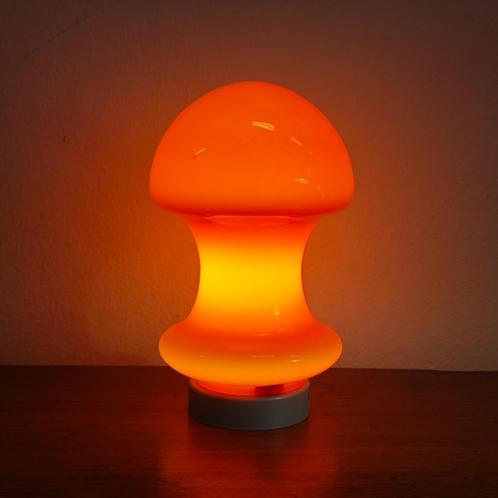 Vintage Mushroom tafel lamp oranje, Huis en Inrichting, Lampen | Tafellampen, Zo goed als nieuw, Minder dan 50 cm, Glas, Metaal