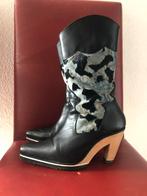 Jan Jansen  Laarzen - Cowboylook, Blauwe Details, Hoge laarzen, Zwart, Jan Jansen, Ophalen of Verzenden