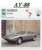 Ay88 autokaart maserati khamsin afmeting 14 cm x 14 cm, Ophalen of Verzenden, Zo goed als nieuw, Auto's
