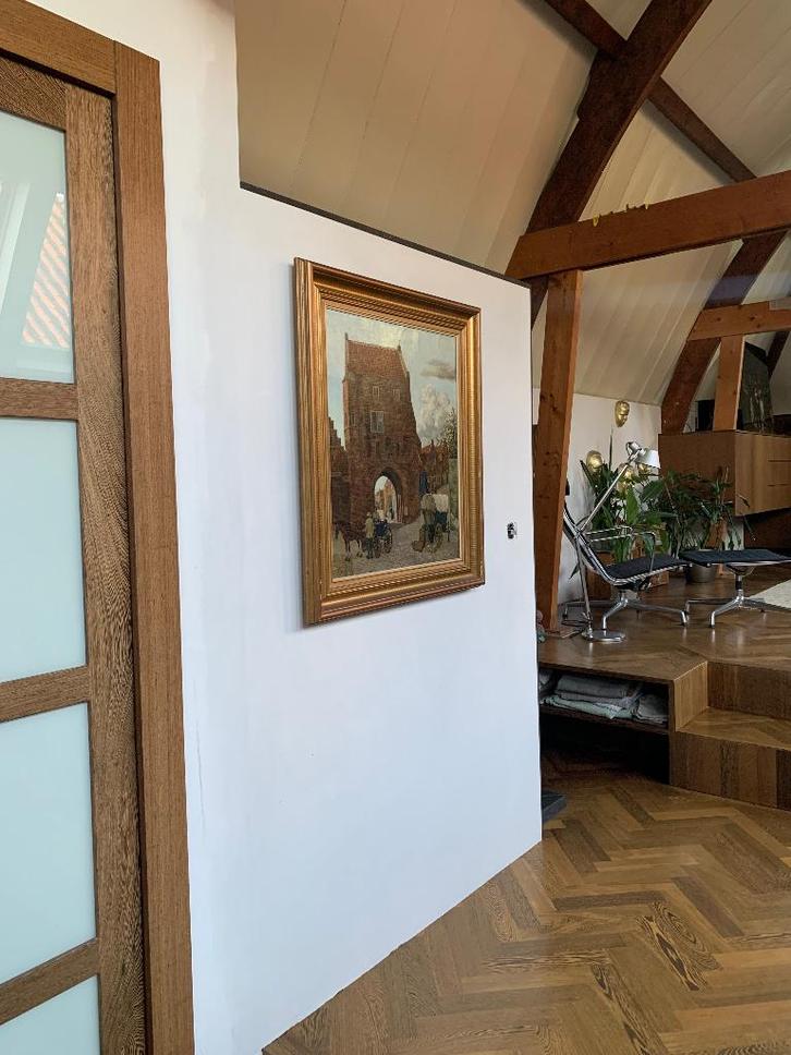 Groot schilderij Bart Peizel Gevangenpoort Woudrichem 1942, Antiek en Kunst, Kunst | Schilderijen | Klassiek, Ophalen