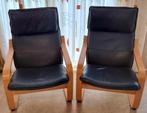 Twee blauwe Ikea stoelen, Paoang. Mag ook per stuk., Huis en Inrichting, Fauteuils, Ophalen, Gebruikt, Hout, Scandinavisch