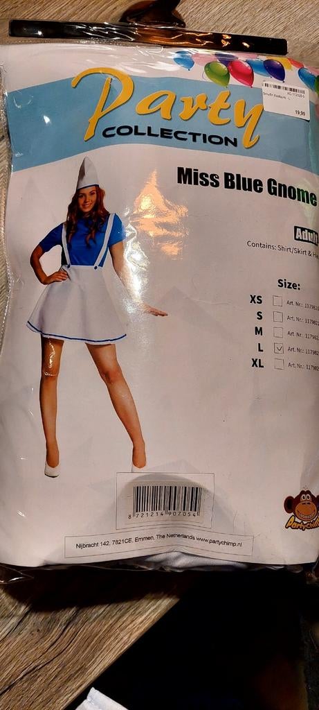 Verkleedpakje smurfin  - Maat L, Carnaval, Party Collection, Maat 42/44 (L), Nieuw