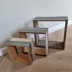 Set van 3 wandplanken/kubussen blauw/grijs, Ophalen of Verzenden, Zo goed als nieuw