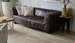 Lederen vintage bank bruin 220 cm, Huis en Inrichting, Banken | Sofa's en Chaises Longues, Ophalen, Gebruikt, Driepersoons, 200 tot 250 cm