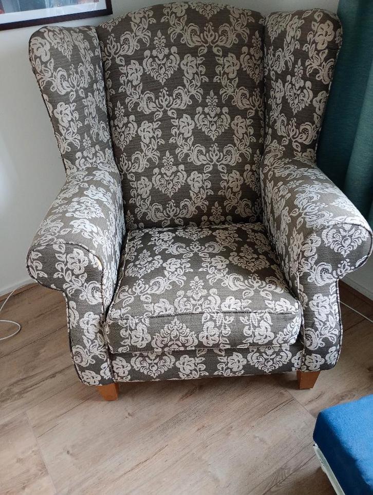 Mooie Troubadour stoel te koop., Huis en Inrichting, Fauteuils, Gebruikt, Hout, Stof, 75 tot 100 cm, Minder dan 75 cm, Ophalen