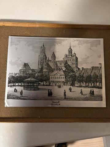 Metalen gravure Maastricht Vrijthof 1860 in lijst – wall-art beschikbaar voor biedingen