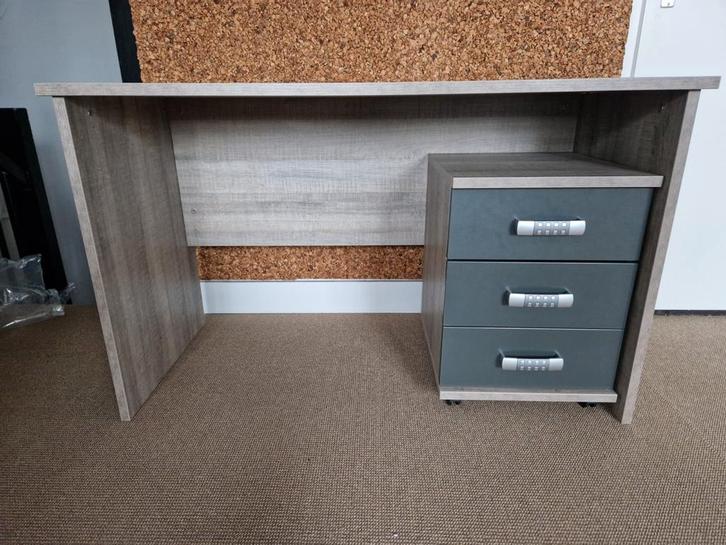 Kinderbureau Pep grijs met los ladeblok, Huis en Inrichting, Bureaus, Zo goed als nieuw, Ophalen