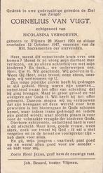 Vugt Cornelius 1901 Vlijmen 1947 Vlijmen, Ophalen of Verzenden, Bidprentje