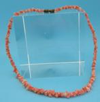K4-2-Koraal Ketting- stukjes 39½cm- Roze eind jaren'70, Verzenden, Nieuw, Roze, Steen of Mineraal