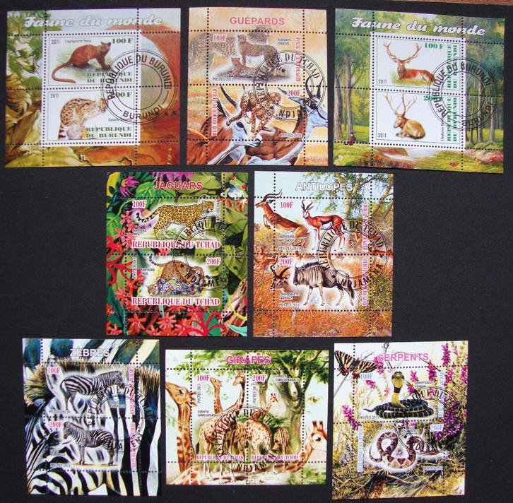 - 652 - 8 Blokjes met Zoogdieren., Postzegels en Munten, Postzegels | Thematische zegels, Gestempeld, Dier of Natuur, Verzenden