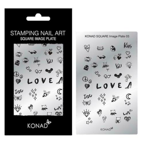 KONAD Square nail art sjablonen 03 met 34 ' LOVE ' nagelfig., Sieraden, Tassen en Uiterlijk, Uiterlijk | Cosmetica en Make-up