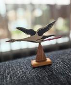 Handgemaakte Vintage Ooievaar Beeldje - Hout - 13cm, Antiek en Kunst, Ophalen of Verzenden