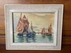 retro schilderij zeilschepen J.J. v.d. Zwan, Antiek en Kunst, Ophalen of Verzenden