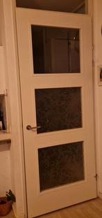 Woonkamerdeur met glas - 231x93cm, Doe-het-zelf en Verbouw, Deuren en Horren, Ophalen, Glas, Binnendeur, 215 cm of meer