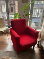 2 Rode Ribstof Fauteuils in Goede Staat, Huis en Inrichting, Fauteuils, Ophalen, Minder dan 75 cm, Zo goed als nieuw, Stof