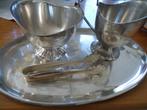 D.E. roomstel - melkkannetje, suikerpot, bodemplaat en tang, Ophalen of Verzenden, Gebruikt, Gebruiksvoorwerp