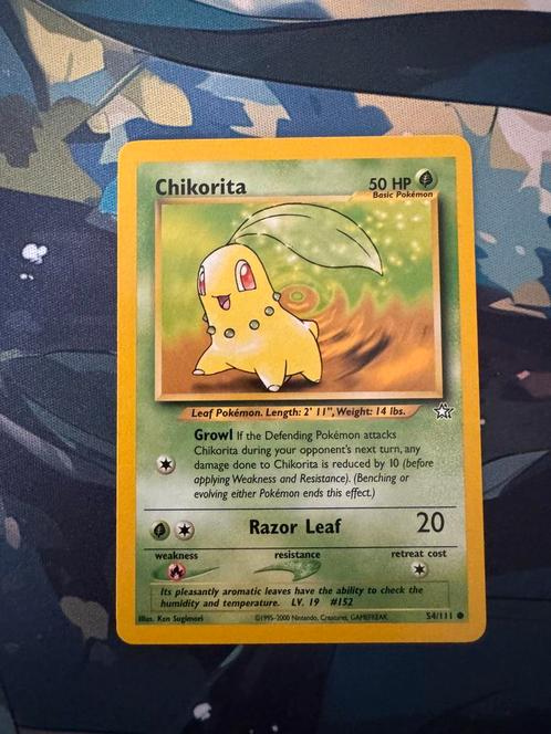 Pokémon kaart Chikorita #54 Neo Genesis, Hobby en Vrije tijd, Verzamelkaartspellen | Pokémon, Zo goed als nieuw, Losse kaart, Ophalen of Verzenden