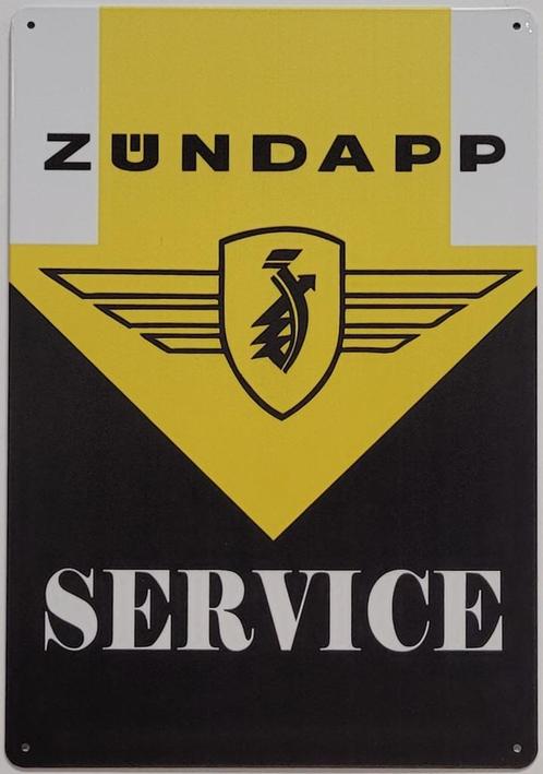 Zundapp service zwart geel reclamebord van metaal wandbord, Verzamelen, Merken en Reclamevoorwerpen, Nieuw, Reclamebord, Ophalen of Verzenden