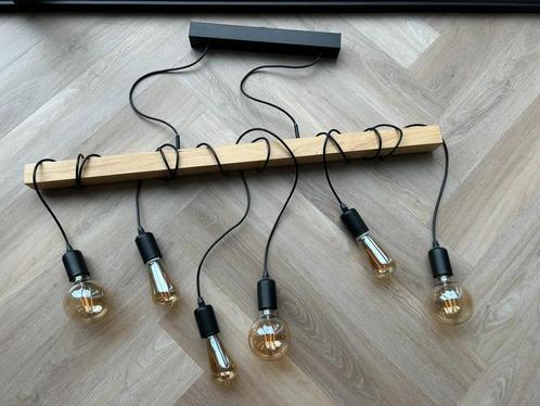 Eettafellamp, Huis en Inrichting, Lampen | Hanglampen, Zo goed als nieuw, 75 cm of meer, Hout, Metaal, Ophalen