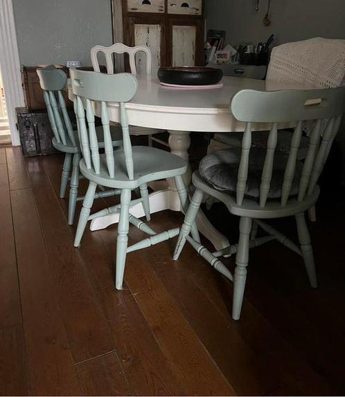 Massief hout uitschuifbare tafel incl stoelen evt, Huis en Inrichting, Complete eetkamers, Gebruikt, Ophalen of Verzenden