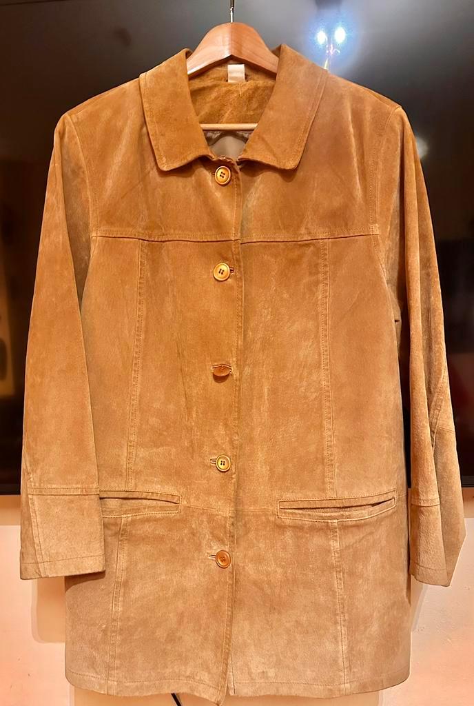 Prachtige lederen suède dames mantel maat 44 cognac, Kleding | Dames, Jassen | Winter, Zo goed als nieuw, Maat 42/44 (L), Bruin