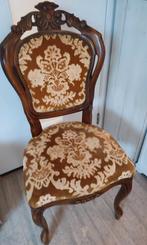 Brocante Franse stoel met fluwelen okerkleurige bekleding, Ophalen