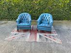2 x orginele Engelse leren chesterfield fauteuils !!!, Huis en Inrichting, Fauteuils, 75 tot 100 cm, Minder dan 75 cm, Gebruikt