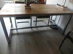 Eettafel hout en staal 180 x 100 cm  PRIJS VERLAAGD, Ophalen, Gebruikt, 50 tot 100 cm, Vijf personen of meer