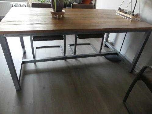 Eettafel hout en staal 180 x 100 cm  PRIJS VERLAAGD, Huis en Inrichting, Tafels | Eettafels, Gebruikt, 50 tot 100 cm, 150 tot 200 cm