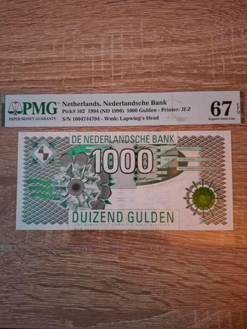 1.000 Gulden 1994 (Kievit) in PMG67.  beschikbaar voor biedingen