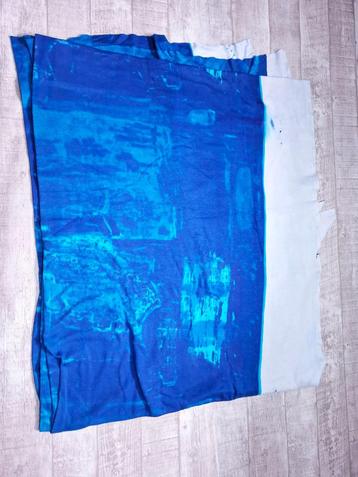 handgedrukte katoen tricot tie die batik blauw wit stof beschikbaar voor biedingen