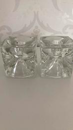 Vintage retro design glazen kandelaars set kubus, Huis en Inrichting, Woonaccessoires | Kandelaars en Kaarsen, Ophalen of Verzenden