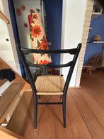 Vintage Stoel met Riet Zitting, Huis en Inrichting, Stoelen, Gebruikt, Zwart, Ophalen of Verzenden, Eén
