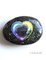 Bellenblaas hart, hand geschilderd op een mooie riviersteen, Ophalen of Verzenden