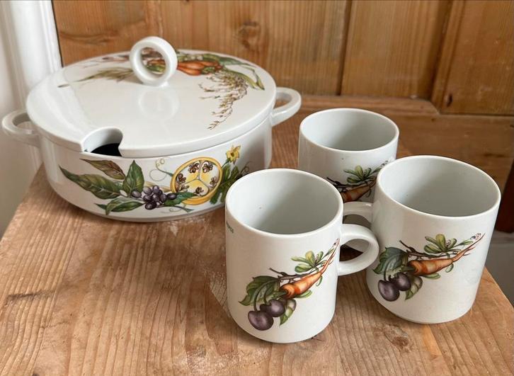 Royco soepterrine  3 Bekers Herfstset met Deksel, Antiek en Kunst, Antiek | Servies compleet, Ophalen of Verzenden