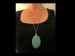 Zilveren Collier met Bijzonder Hanger Grote Turkoois Steen!, Sieraden, Tassen en Uiterlijk, Antieke sieraden, Verzenden, Zilver