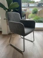 4 eetkamerstoelen - stof grijs gemêleerd, Ophalen, Gebruikt, Vier, Stof