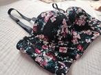 Zwart korset met bloemen 75B (70A-75B), H&M, Ophalen of Verzenden, Zwart, Body of Korset
