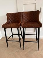 2 nette barkrukken bruin, Huis en Inrichting, Barkrukken, 2 krukken, Ophalen, Zo goed als nieuw, 60 tot 90 cm