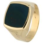 14K Geelgouden zegelring bezet met een heliotroop, Heer, Ophalen of Verzenden, Zo goed als nieuw, Goud