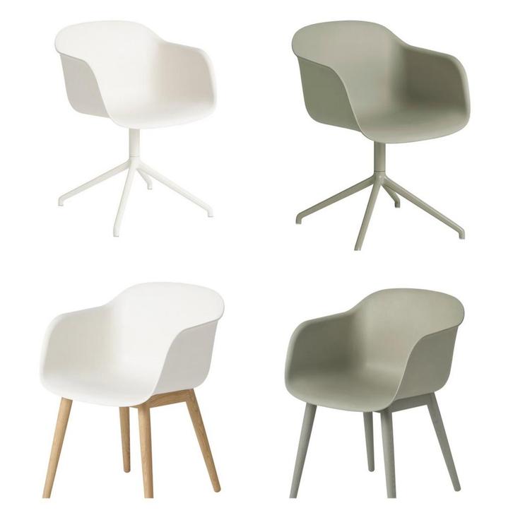 Muuto 6x Fiber chair, Huis en Inrichting, Stoelen, Vijf, Zes of meer stoelen, Hout, Kunststof, Wit, Ophalen